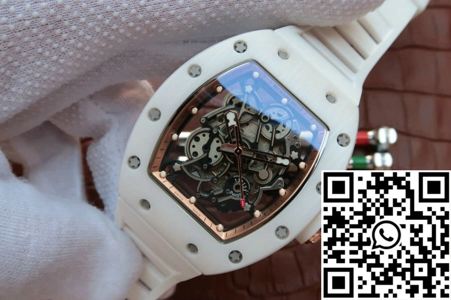 Richard Mille RM055 KV Factory White Ceramic Rubber Strap