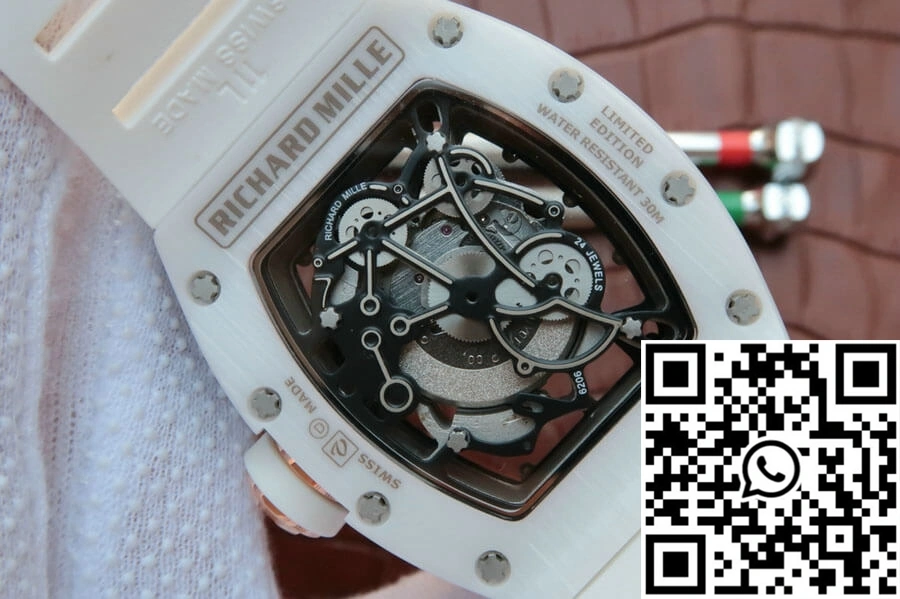 Richard Mille RM055 KV Factory White Ceramic Rubber Strap