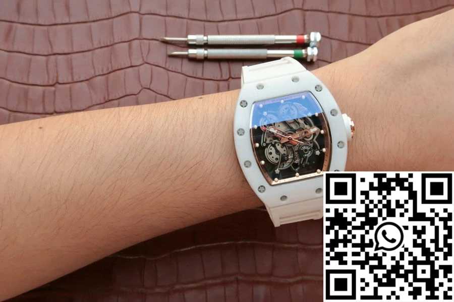 Richard Mille RM055 KV Factory White Ceramic Rubber Strap