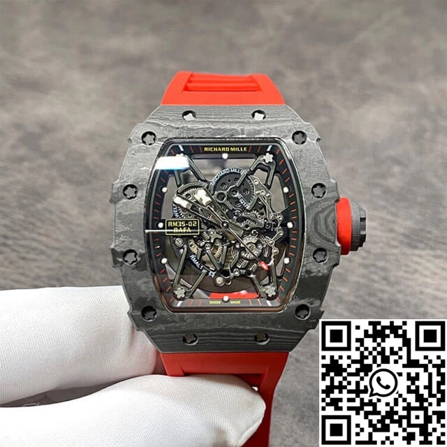 Richard Mille RM35-02 KV Factory Carbon Fiber Red Rubber Strap