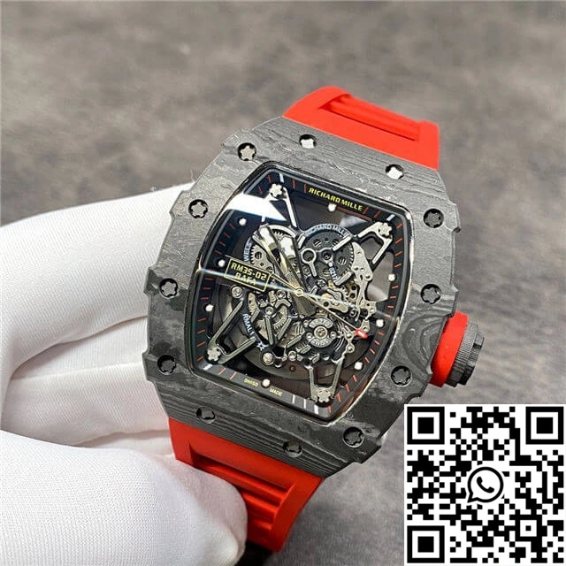 Richard Mille RM35-02 KV Factory Carbon Fiber Red Rubber Strap