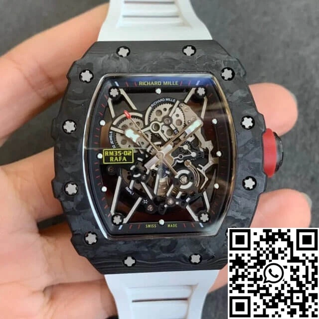Richard Mille RM35-02 KV Factory V3 Carbon Fiber White Rubber Strap