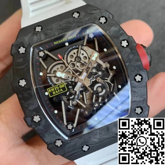 Richard Mille RM35-02 KV Factory V3 Carbon Fiber White Rubber Strap