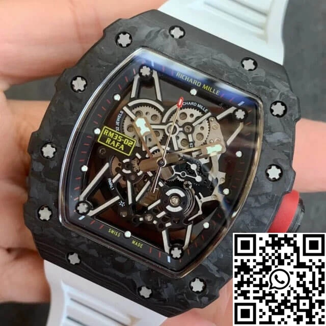 Richard Mille RM35-02 KV Factory V3 Carbon Fiber White Rubber Strap