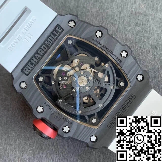Richard Mille RM35-02 KV Factory V3 Carbon Fiber White Rubber Strap