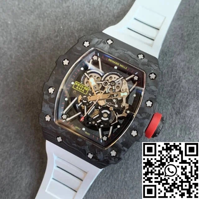 Richard Mille RM35-02 KV Factory V3 Carbon Fiber White Rubber Strap