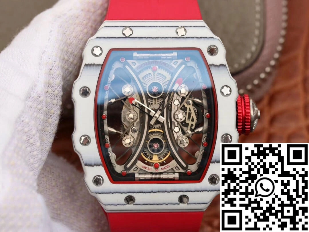 Richard Mille RM53-01 KV Factory White TPT Carbon Fiber Red Strap
