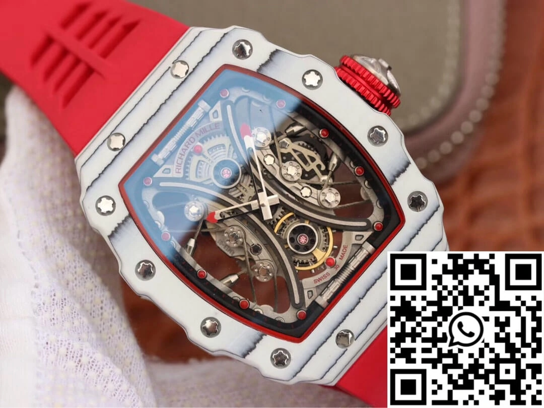 Richard Mille RM53-01 KV Factory White TPT Carbon Fiber Red Strap