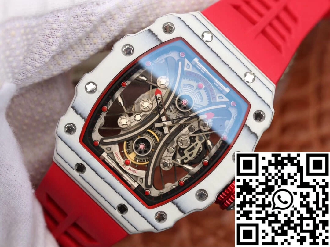 Richard Mille RM53-01 KV Factory White TPT Carbon Fiber Red Strap