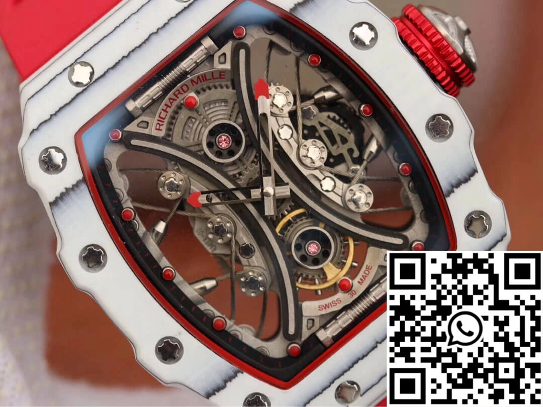 Richard Mille RM53-01 KV Factory White TPT Carbon Fiber Red Strap
