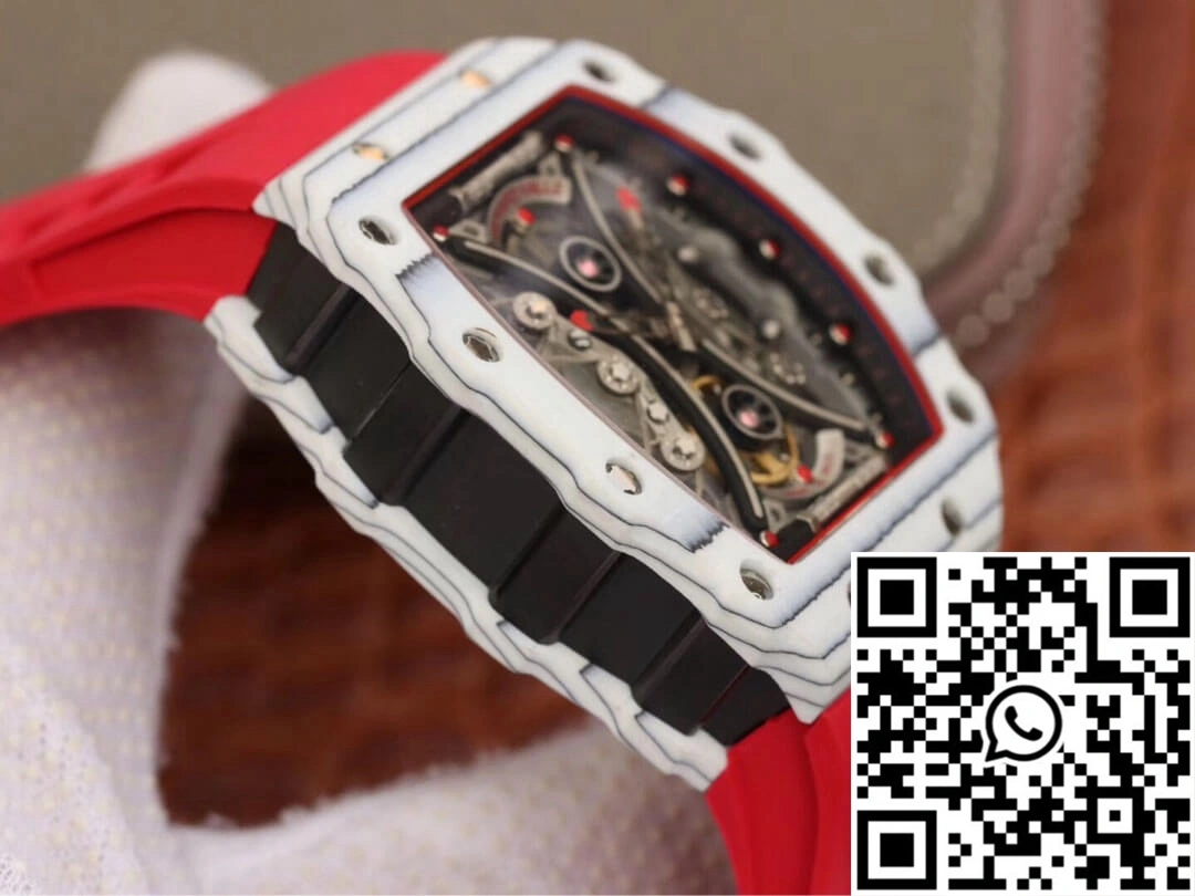 Richard Mille RM53-01 KV Factory White TPT Carbon Fiber Red Strap