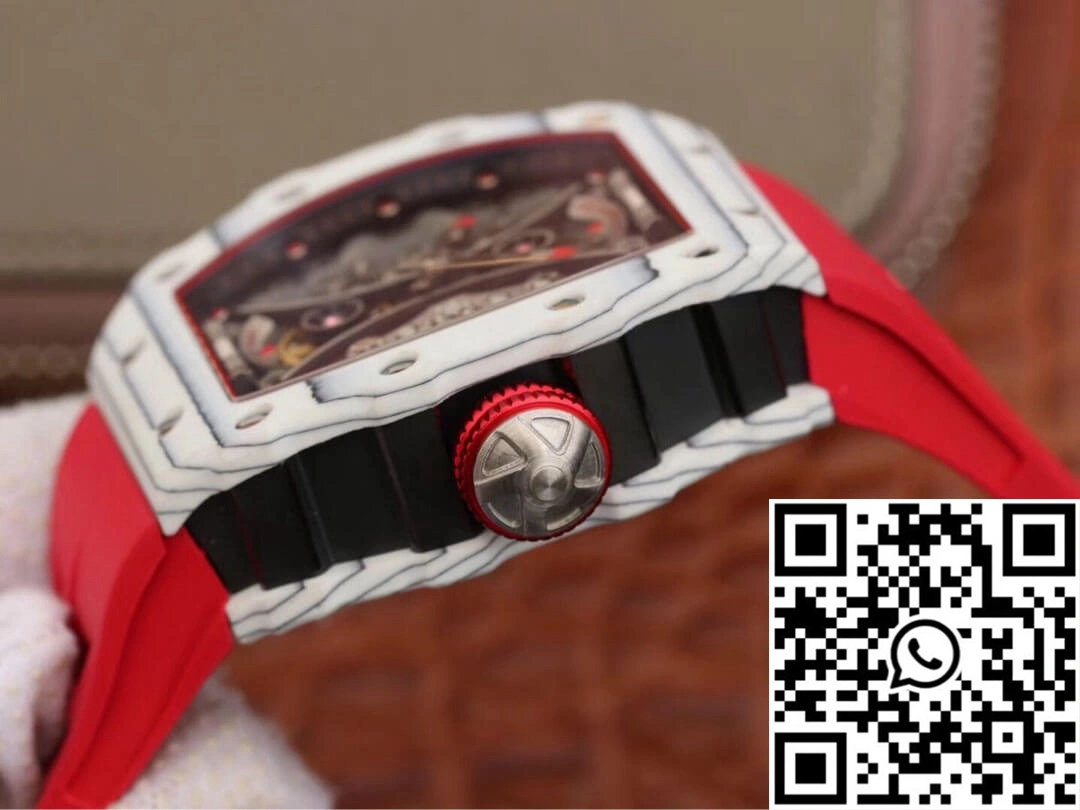 Richard Mille RM53-01 KV Factory White TPT Carbon Fiber Red Strap