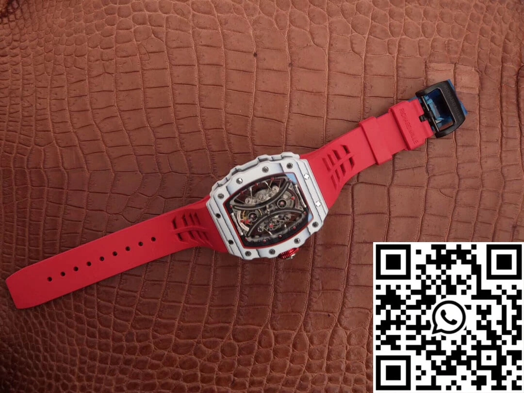 Richard Mille RM53-01 KV Factory White TPT Carbon Fiber Red Strap