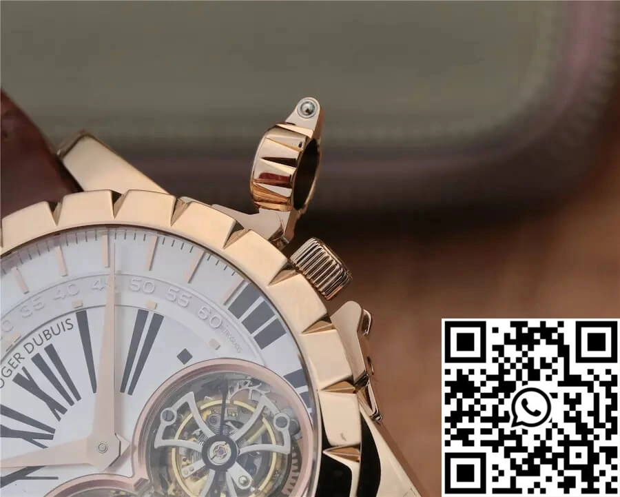 Roger Dubuis Excalibur RDDBEX0249 JB Factory Tourbillon Gold Case White Dial