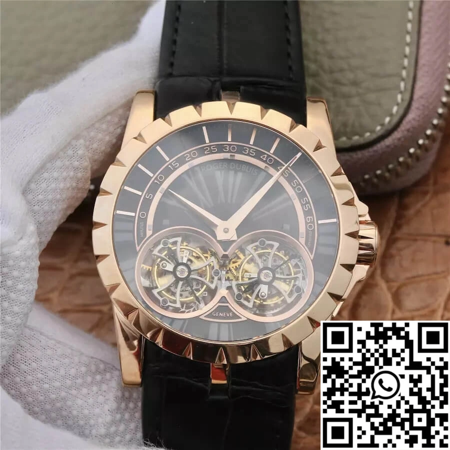 Roger Dubuis Excalibur RDDBEX0280 JB Factory Tourbillon Gold Case Black Dial