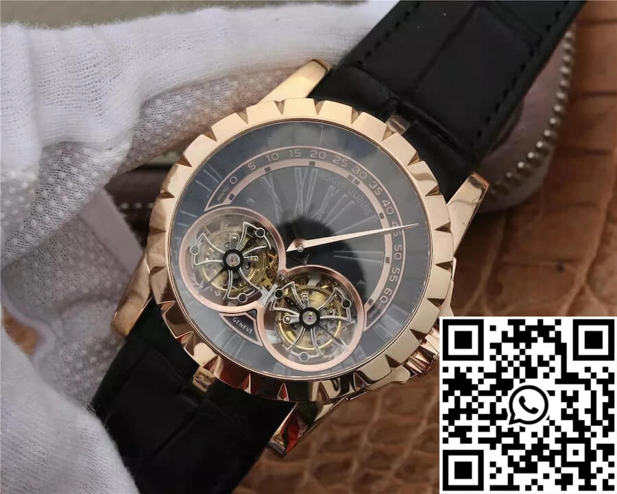 Roger Dubuis Excalibur RDDBEX0280 JB Factory Tourbillon Gold Case Black Dial