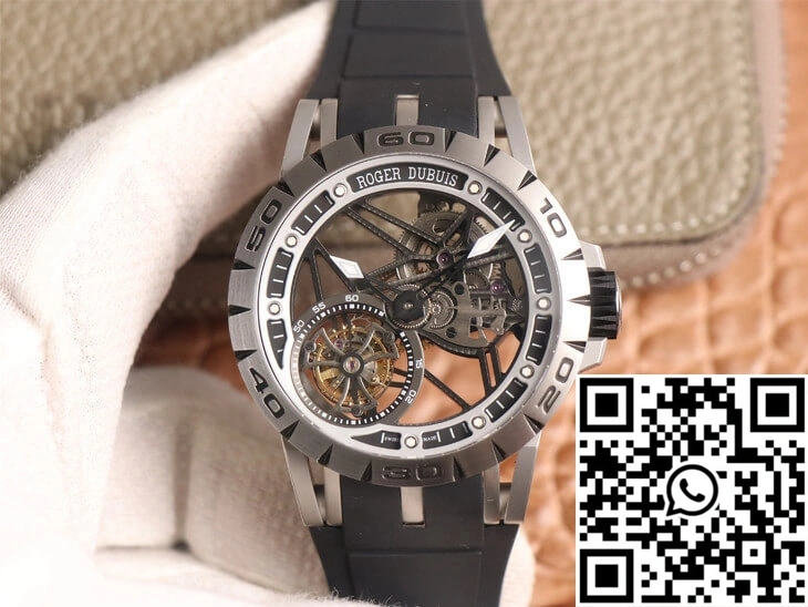 Roger Dubuis Excalibur Spidr RDDBEX0479 JB Factory Tourbillon Skeleton Dial Black Strap