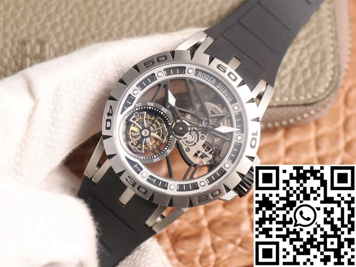 Roger Dubuis Excalibur Spidr RDDBEX0479 JB Factory Tourbillon Skeleton Dial Black Strap