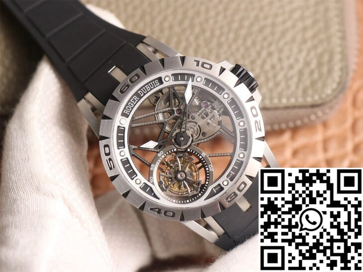 Roger Dubuis Excalibur Spidr RDDBEX0479 JB Factory Tourbillon Skeleton Dial Black Strap