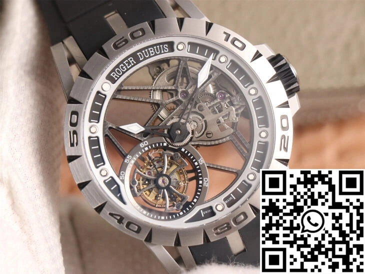 Roger Dubuis Excalibur Spidr RDDBEX0479 JB Factory Tourbillon Skeleton Dial Black Strap