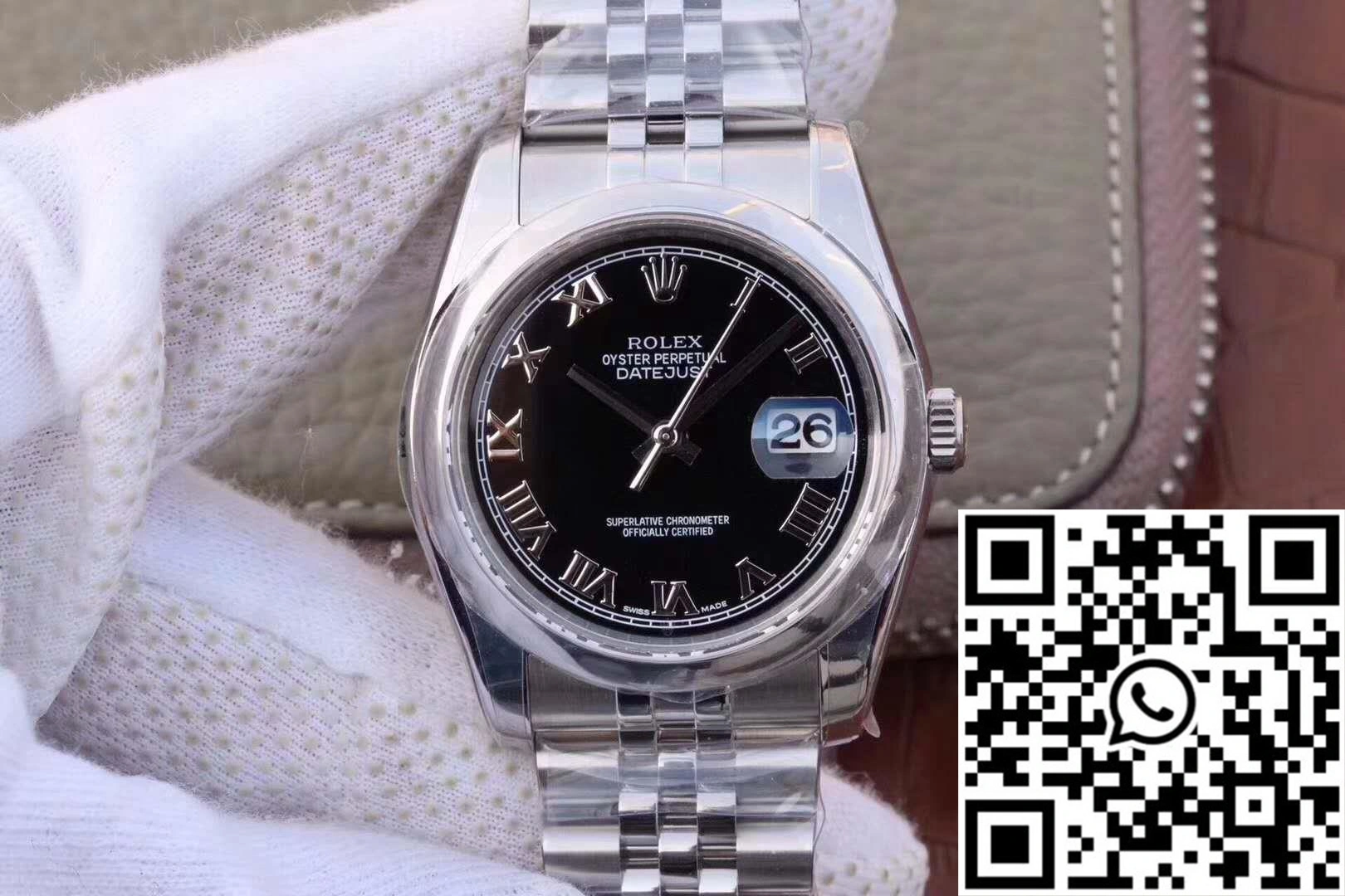 Rolex Datejust 116234 36mm AR Factory Black Dial Rome Time Scale