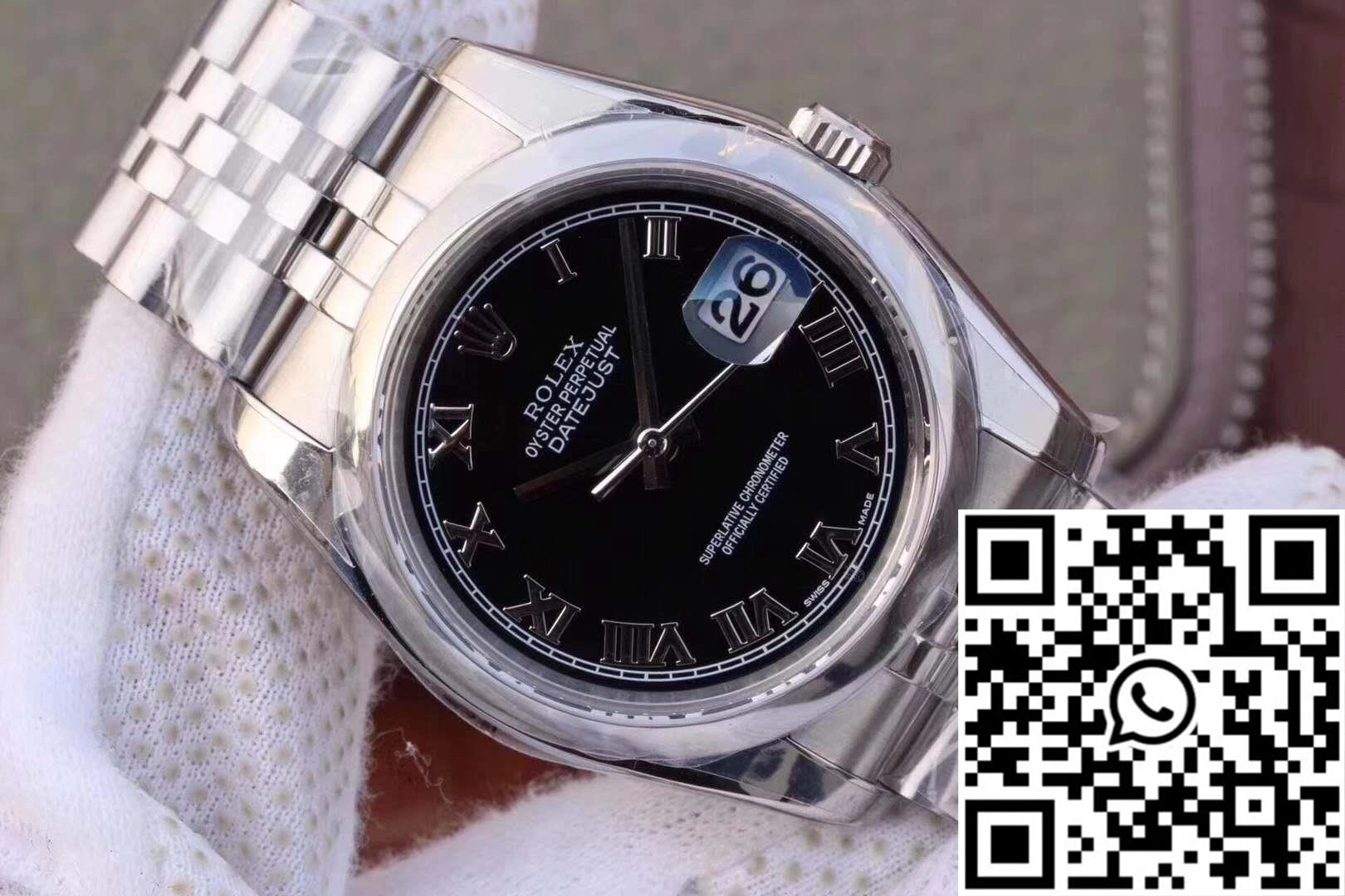 Rolex Datejust 116234 36mm AR Factory Black Dial Rome Time Scale