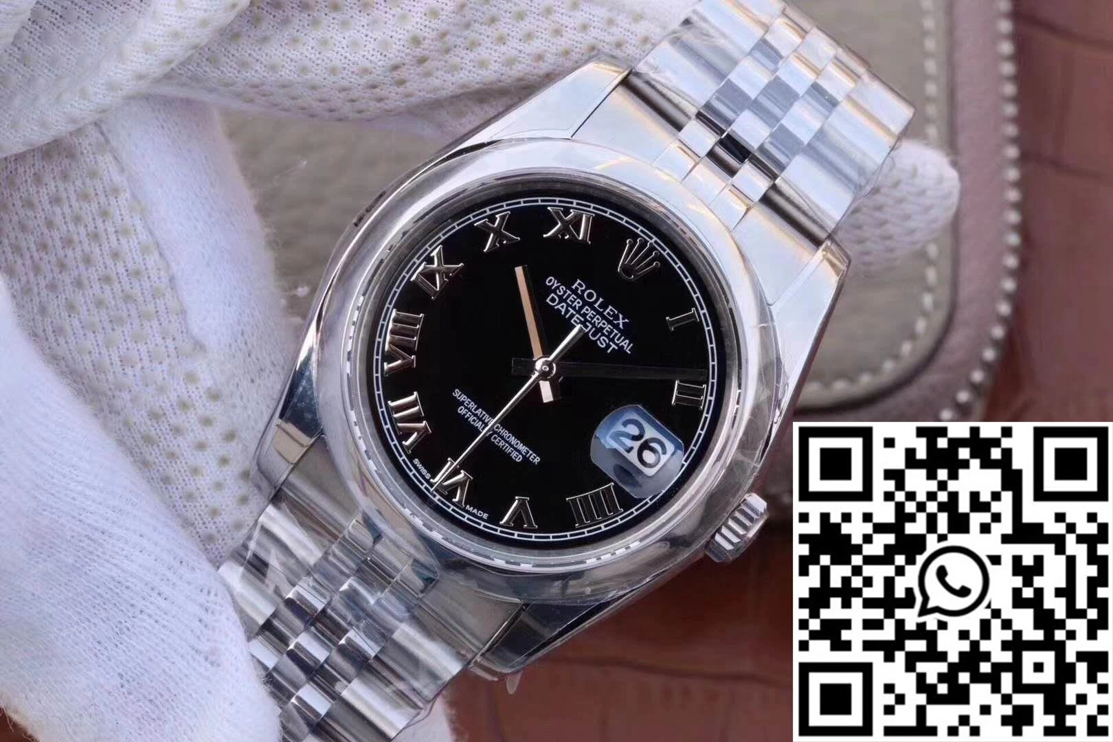 Rolex Datejust 116234 36mm AR Factory Black Dial Rome Time Scale
