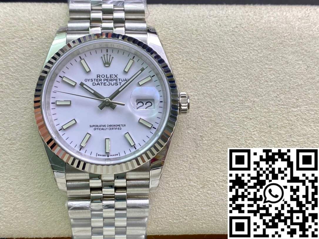 Rolex Datejust 36MM EW Factory Stainless Steel White Dial