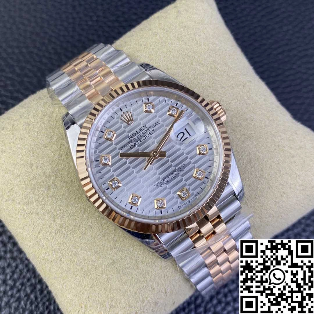 Rolex Datejust M126231 36MM VS Factory Two Tone Silver Motif Dial Diamond Hourmarker