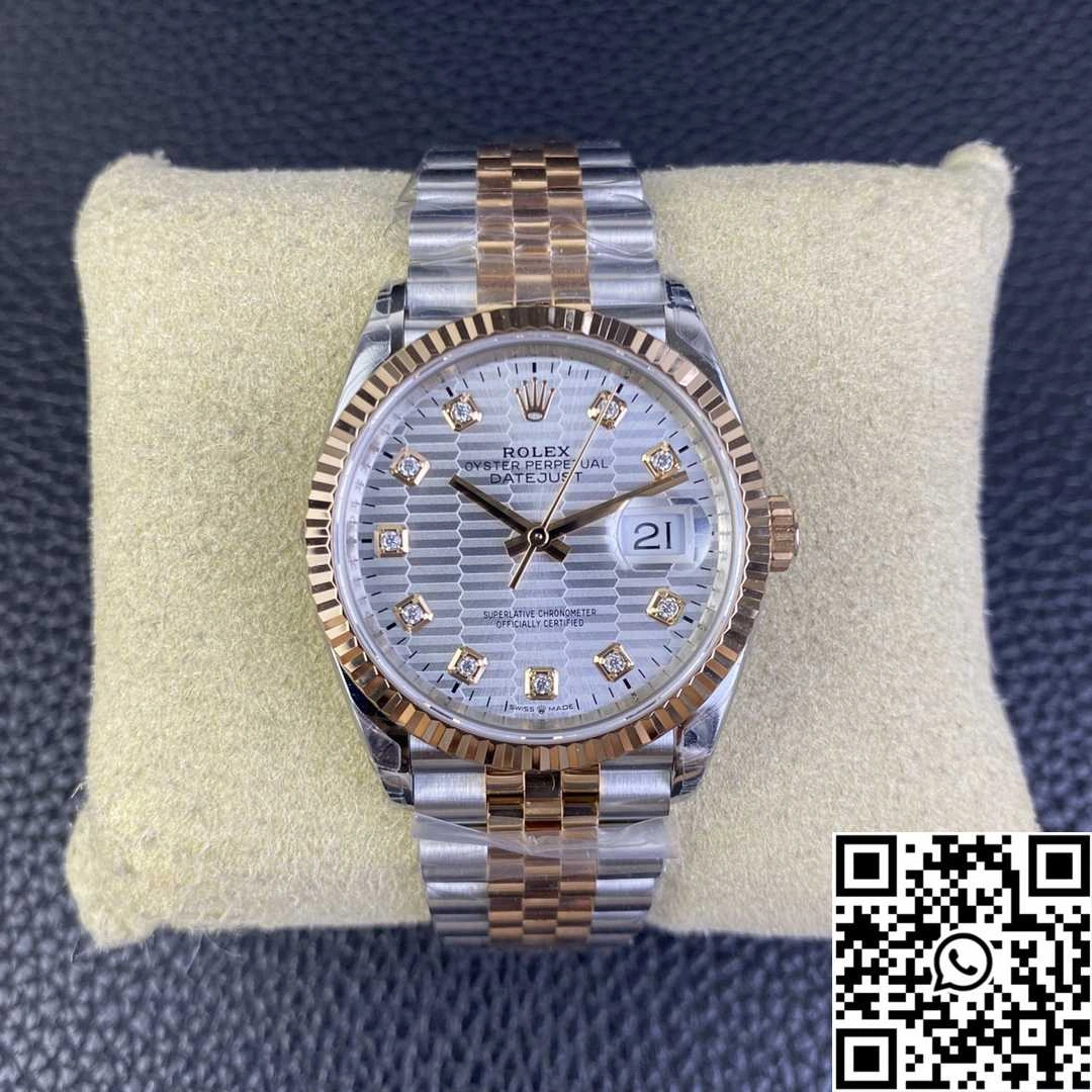 Rolex Datejust M126231 36MM VS Factory Two Tone Silver Motif Dial Diamond Hourmarker