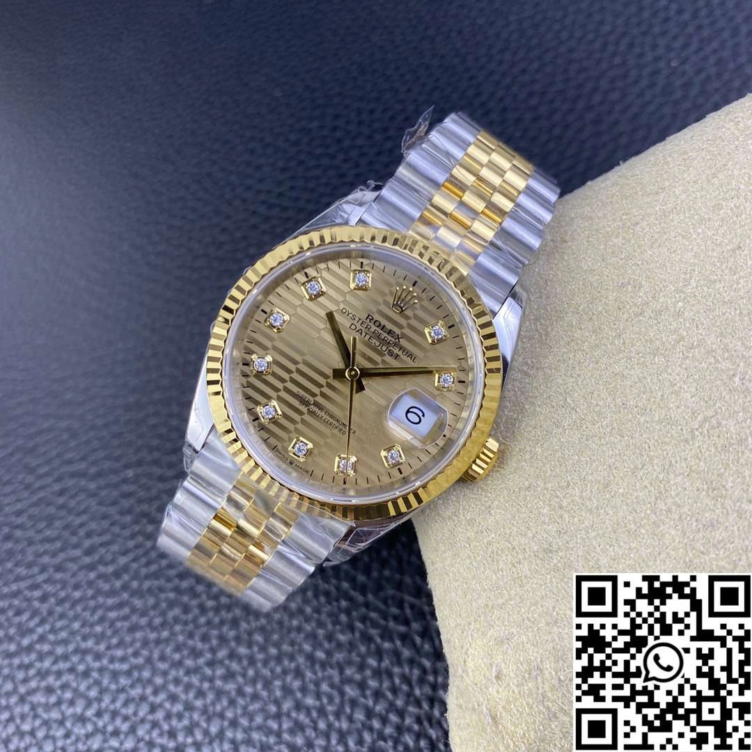 Rolex Datejust M126233 36MM VS Factory Two Tone Silver Motif Dial Diamond Hourmarker