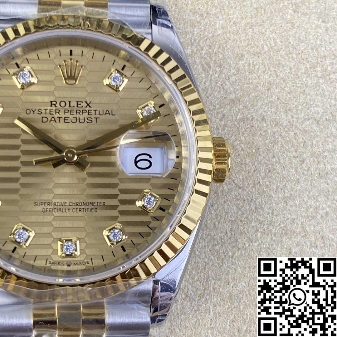 Rolex Datejust M126233 36MM VS Factory Two Tone Silver Motif Dial Diamond Hourmarker