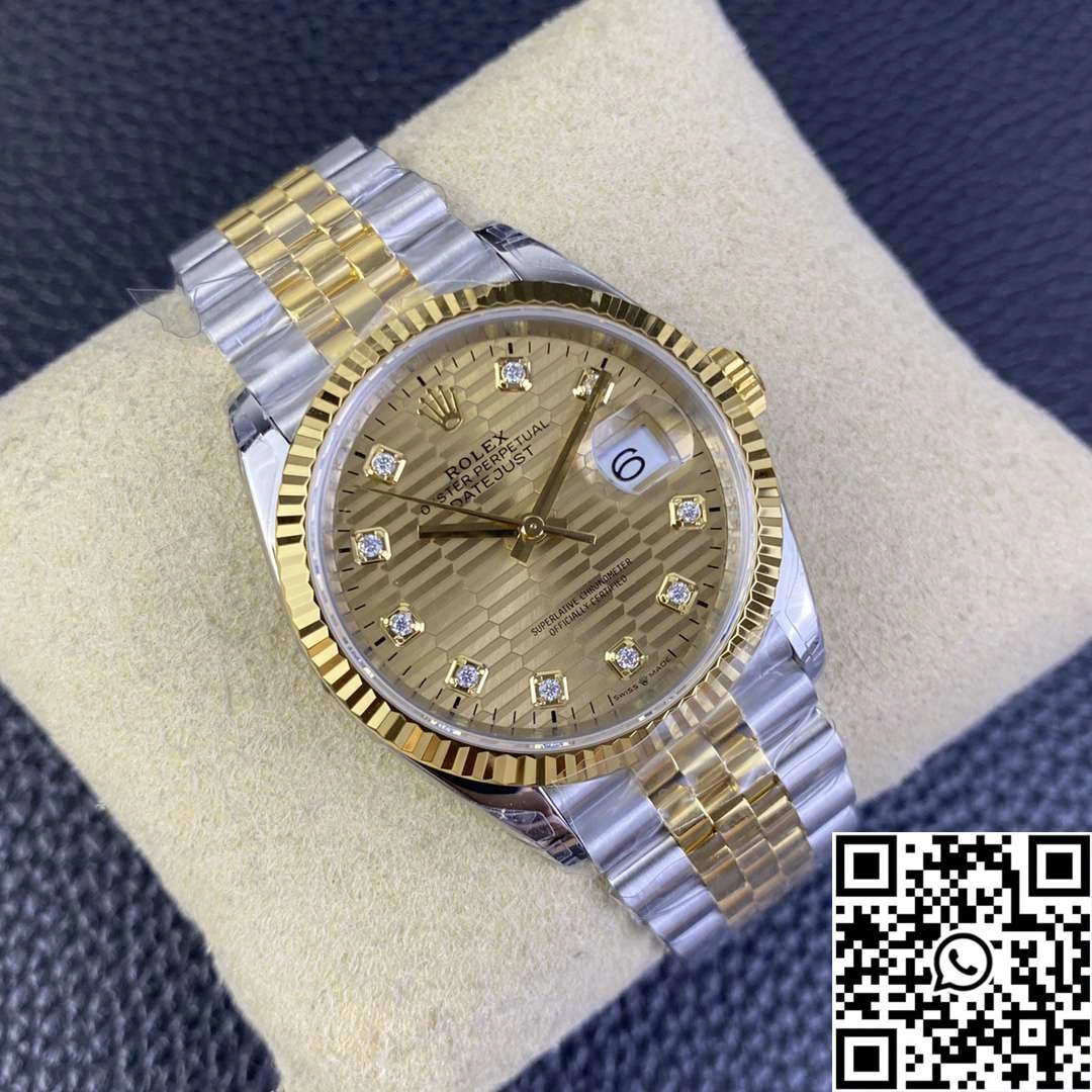 Rolex Datejust M126233 36MM VS Factory Two Tone Silver Motif Dial Diamond Hourmarker