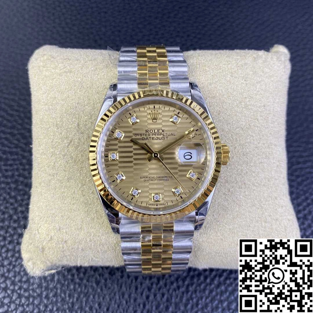 Rolex Datejust M126233 36MM VS Factory Two Tone Silver Motif Dial Diamond Hourmarker