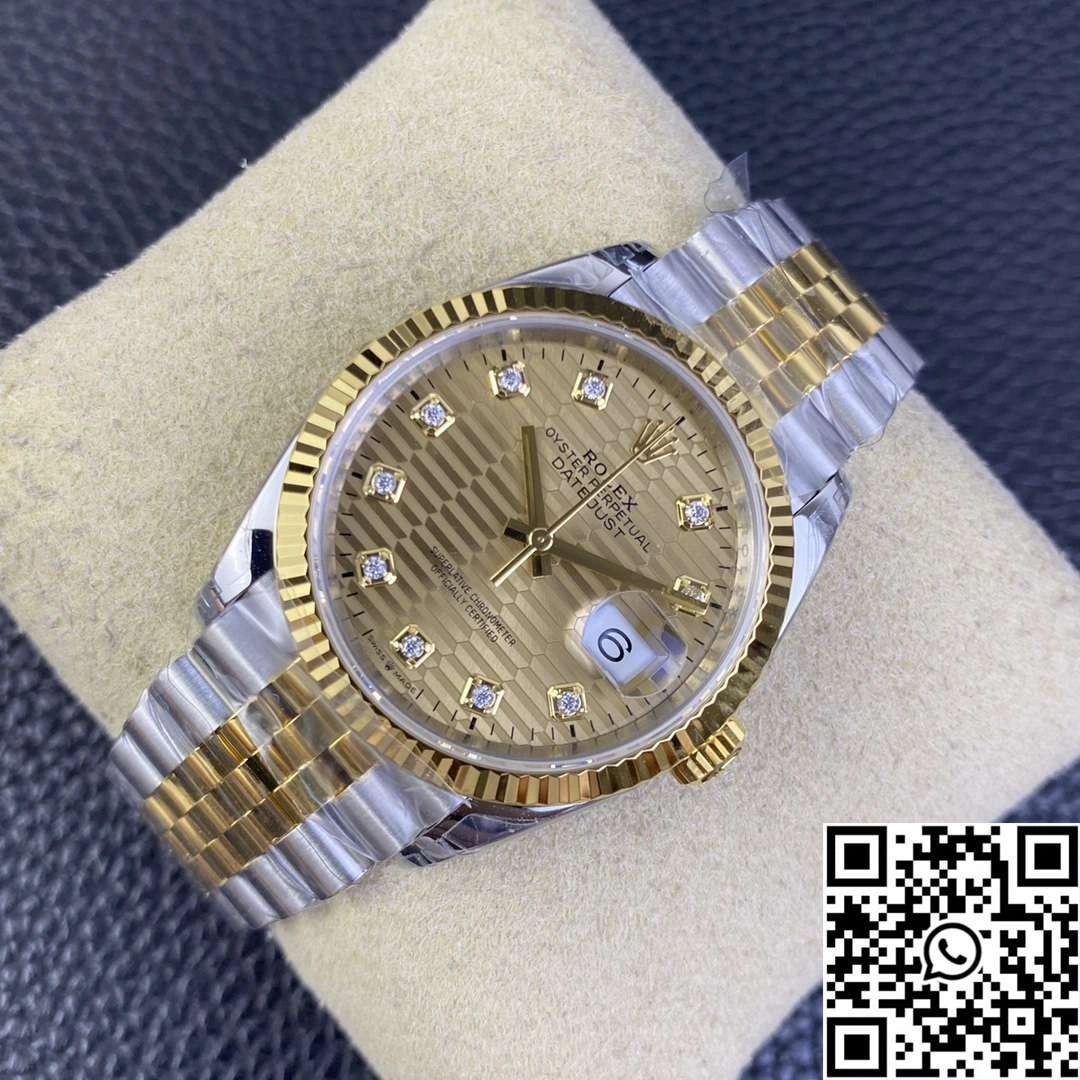 Rolex Datejust M126233 36MM VS Factory Two Tone Silver Motif Dial Diamond Hourmarker