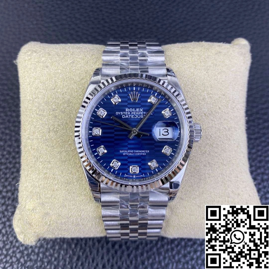 Rolex Datejust M126234 36MM Clean Factory Stainless Steel Blue Motif Dial Diamond Hourmarker
