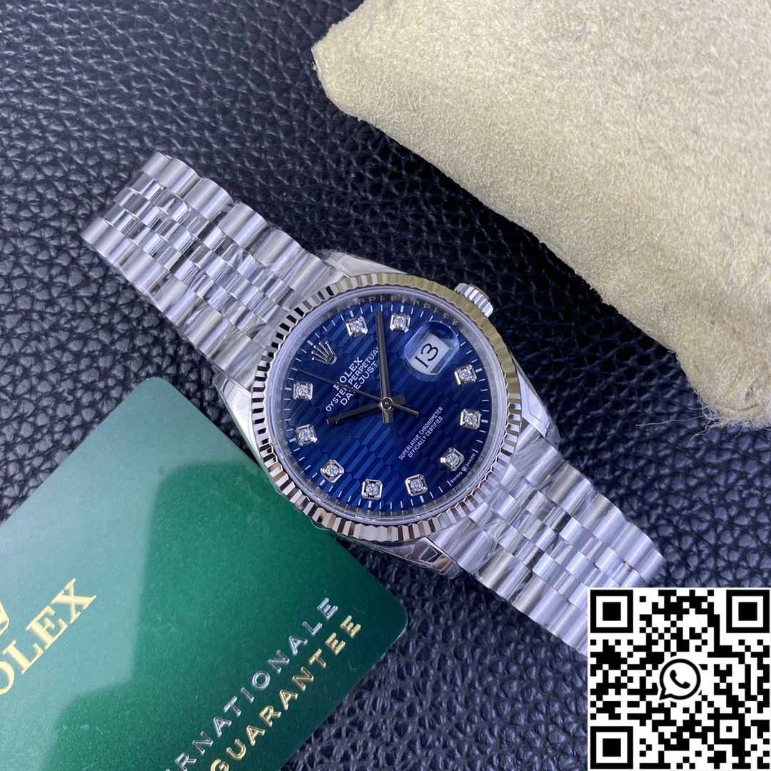 Rolex Datejust M126234 36MM Clean Factory Stainless Steel Blue Motif Dial Diamond Hourmarker