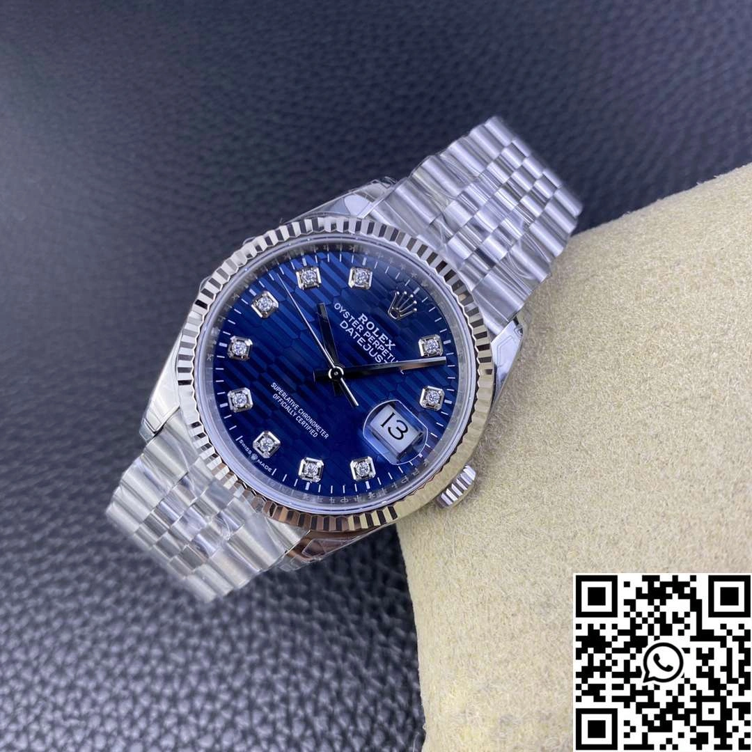 Rolex Datejust M126234 36MM Clean Factory Stainless Steel Blue Motif Dial Diamond Hourmarker