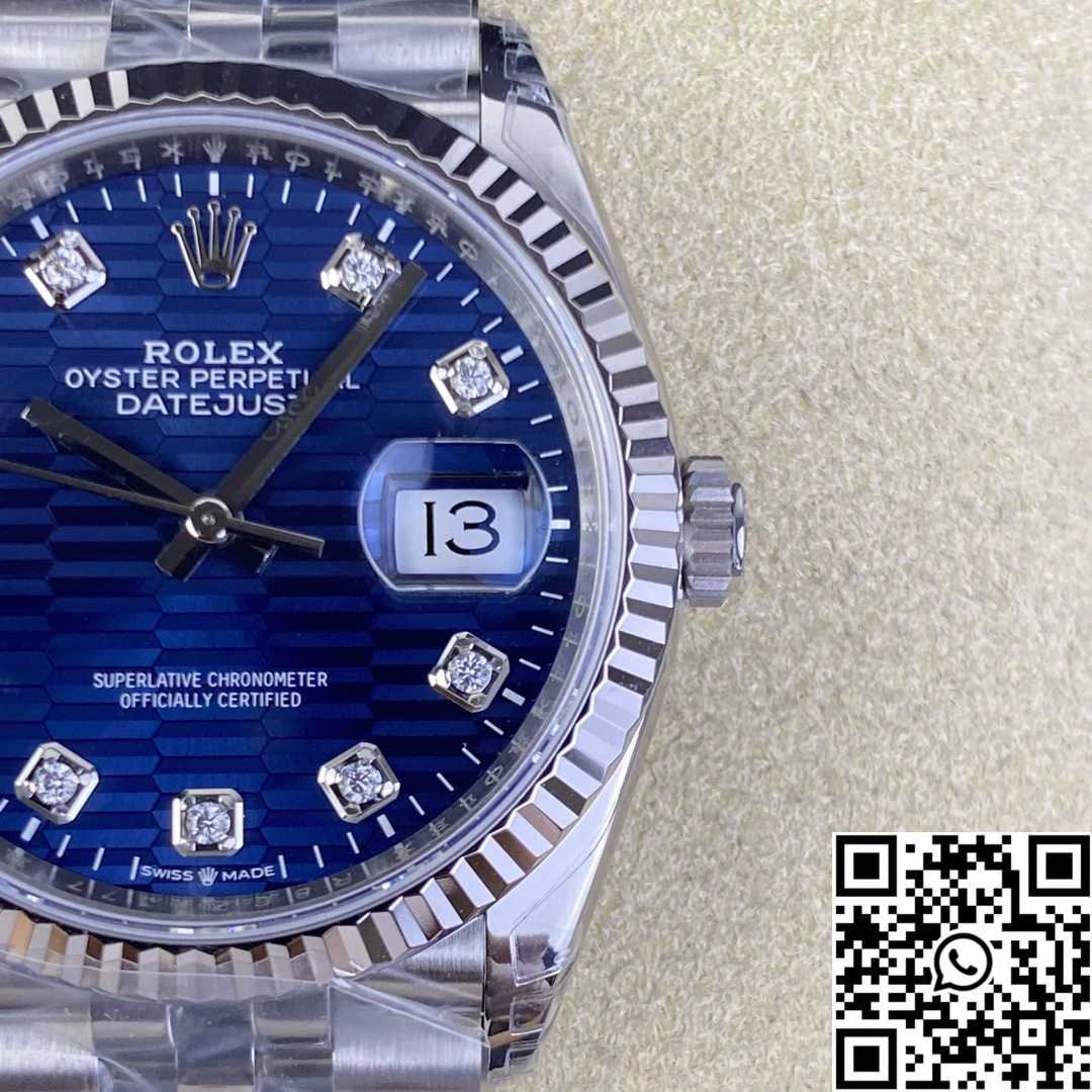 Rolex Datejust M126234 36MM Clean Factory Stainless Steel Blue Motif Dial Diamond Hourmarker