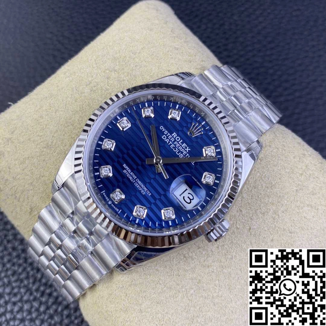 Rolex Datejust M126234 36MM Clean Factory Stainless Steel Blue Motif Dial Diamond Hourmarker