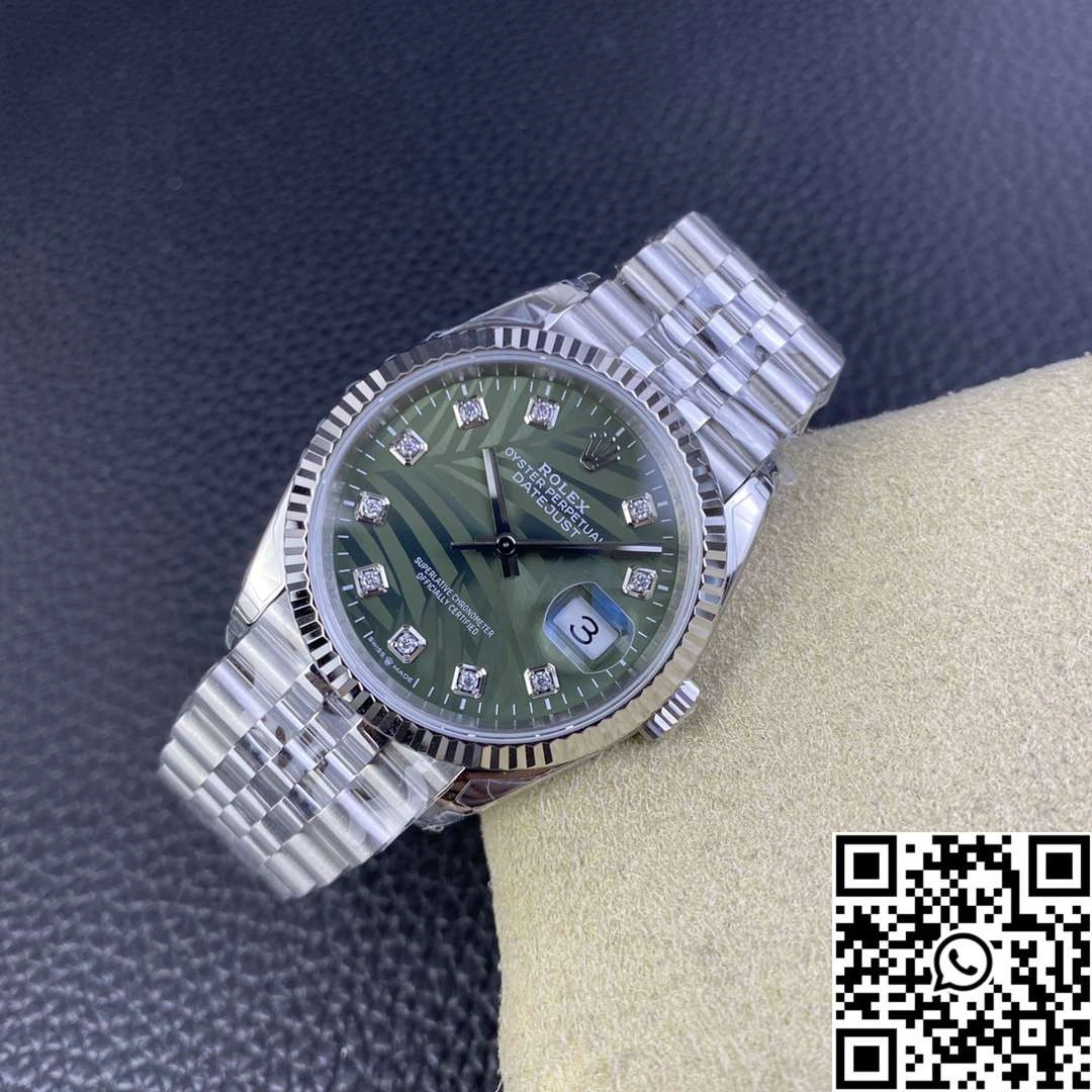 Rolex Datejust M126234 36MM Clean Factory Stainless Steel Green Motif Dial Diamond Hourmarker