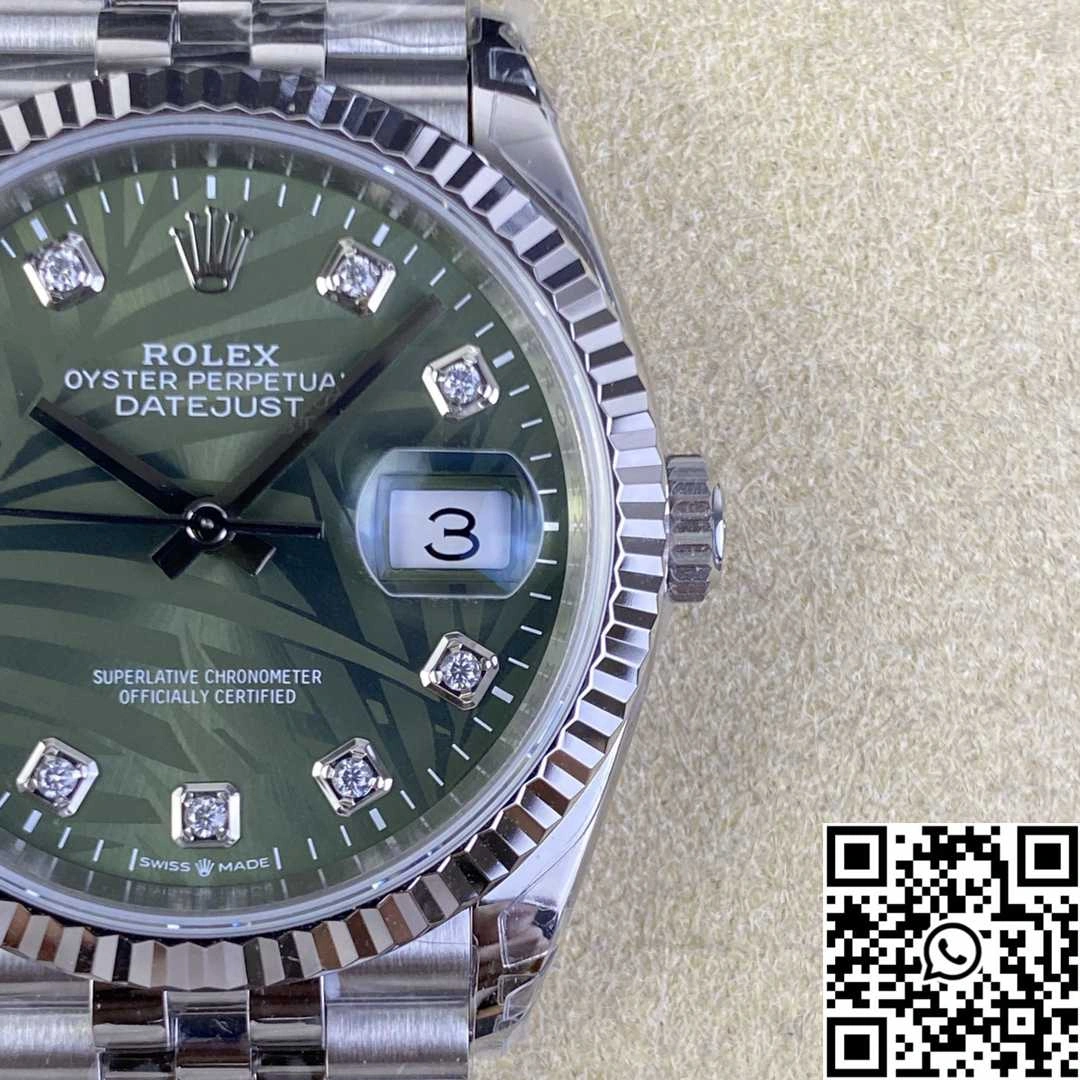 Rolex Datejust M126234 36MM Clean Factory Stainless Steel Green Motif Dial Diamond Hourmarker