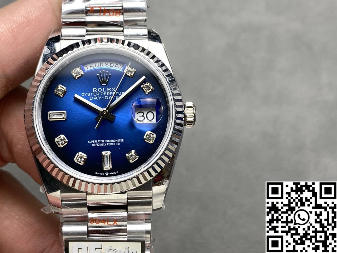 Rolex Day Date 36mm 128239-0023 QF Factory v5 Tungsten Steel Blue Dial
