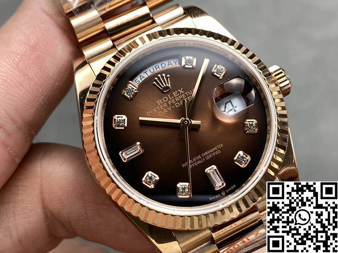 Rolex Day Date 36mm M128235-0037 QF Factory v5 Tungsten Steel Chocalate Dial