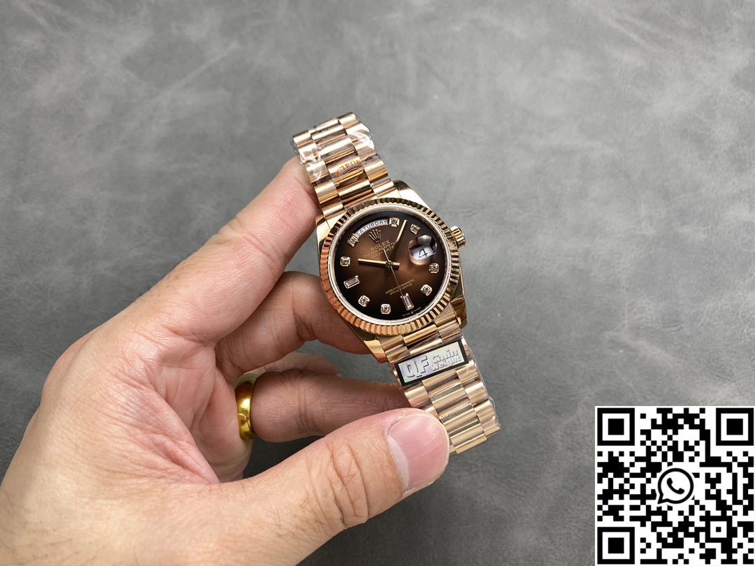 Rolex Day Date 36mm M128235-0037 QF Factory v5 Tungsten Steel Chocalate Dial