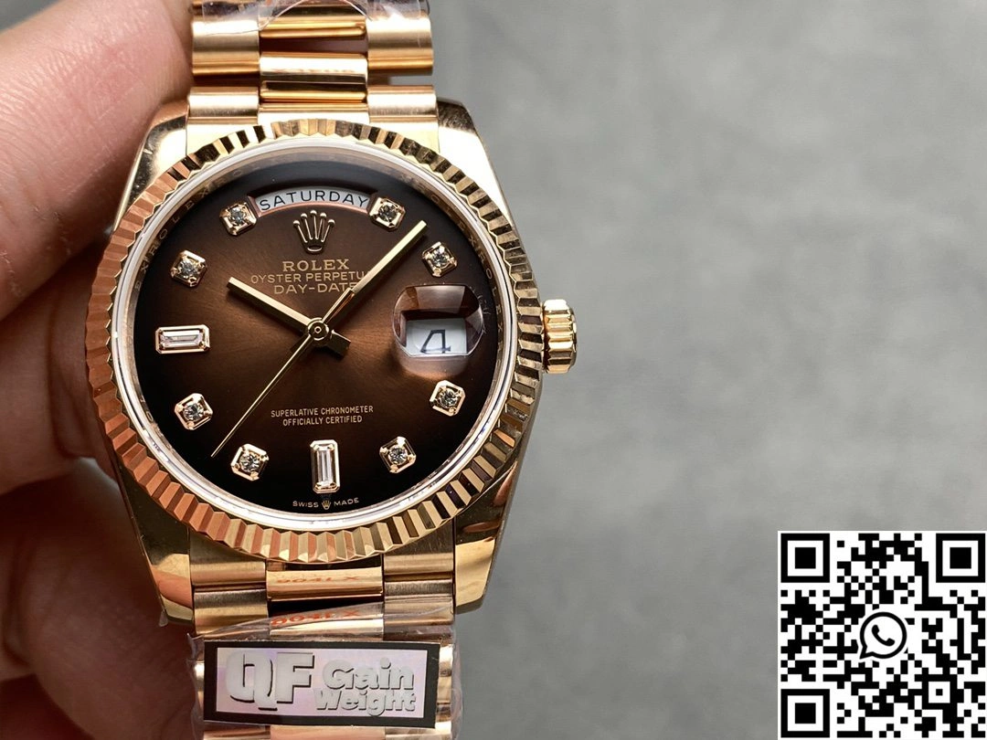 Rolex Day Date 36mm M128235-0037 QF Factory v5 Tungsten Steel Chocalate Dial