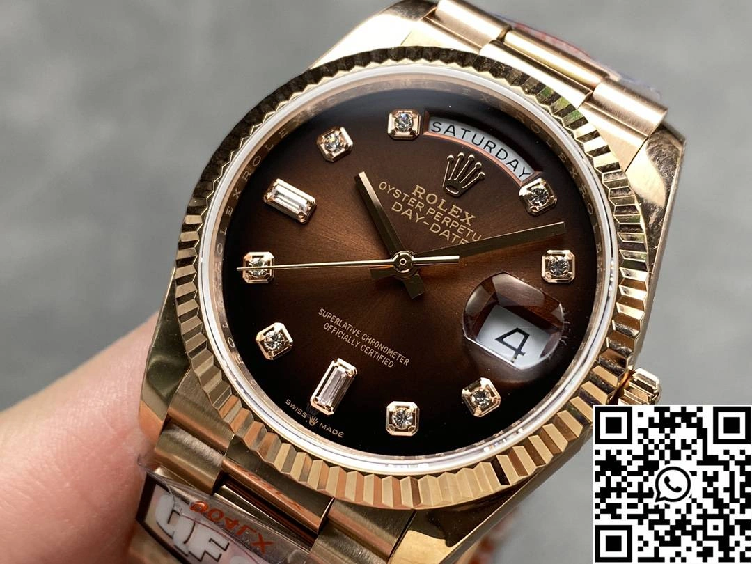 Rolex Day Date 36mm M128235-0037 QF Factory v5 Tungsten Steel Chocalate Dial