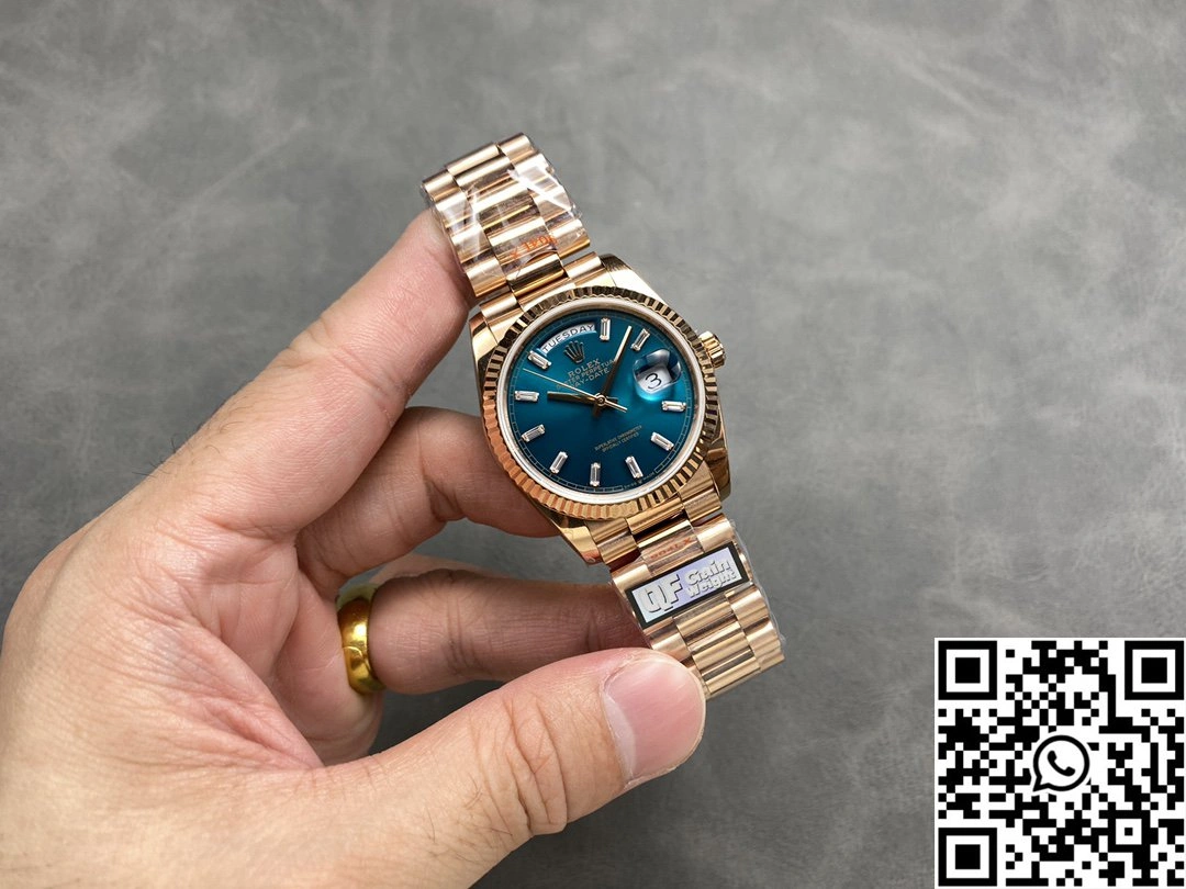 Rolex Day Date 36mm M128235-0085 QF Factory v5 Tungsten Steel Rose Gold Blue Dial