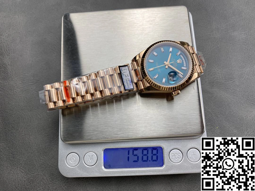 Rolex Day Date 36mm M128235-0085 QF Factory v5 Tungsten Steel Rose Gold Blue Dial