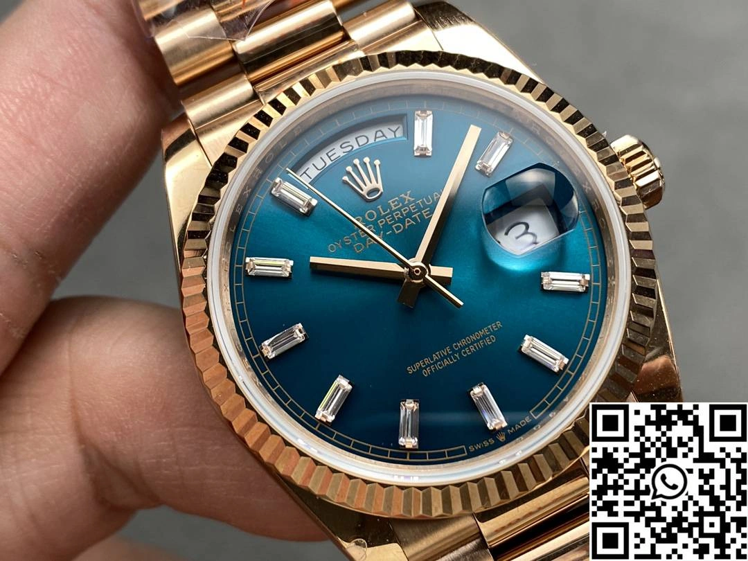 Rolex Day Date 36mm M128235-0085 QF Factory v5 Tungsten Steel Rose Gold Blue Dial